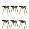Uderkiny Set di 4 sedie per sala da pranzo moderne, trasparenti, scandinava, materiale PP trasparente+gambe in legno di faggio, adatte per soggiorno/sala da pranzo/cucina (poliuretano nero, 4)