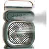 shuhauk Ventilatore nebulizzatore portatile, ricaricabile, 3 velocità del, serbatoio 'acqua da 450 ml con luce notturna in 7 colori, per spiaggia, crociera, escursionismo,