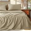 Shilucheng Set di lenzuola in 100% cotone egiziano per letto king size, 1000 fili, lussuose lenzuola e federe in cotone traspirante, con tasca profonda 40 cm, 4 pezzi, colore: lino, king size