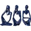 Tetaybon Decorazioni per il bagno blu 3 pezzi piccole decorazioni per mensole statue pensatore in resina sculture decorazioni per la casa set di decorazioni per il soggiorno