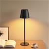 UPXNBOR Lampada da Tavolo in Metallo, Lampada LED da Tavolo Senza Fili Ricaricabile, 3 Livelli di Luminosità Regolabili, Corpo Metallico Completo, Doppia Batteria, Ricaricabile via USB, Nero