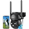 Xega 4G LTE Telecamera Esterno con Filo, Registrazione Continua 24/7, 2K PTZ Suivi Auto, Audio Bidirezionale Rilevamento Umano Visione Notturna a Colori, IP66 Scheda eSIM Inclusa (No WIFI)