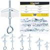 Mardatt Kit assortito di 30 bulloni a levetta, M4 M6 Bullone a occhiello Ancoraggi a farfalla e tasselli a farfalla da 1/4, 1/8, tasselli per cartongesso con dado ad alette per lampade a sospensione