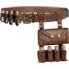 EpicCos Set di 3 Pezzi Cintura Alchemista Medievale con Borsello, Borse Multiple per Pozioni, Cintura Vichinga con Borchiette e Borsa Laterale per Cosplay (Marrone C)