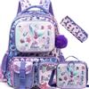 HTgroce Zaini Scuola Elementare Bambina,Zaino Elementari Zaini Scuola Ragazza Sirena Zaino Ragazza Scuola Materna Include Pranzo al Sacco e Astuccio Zaino Bambino Elementari.