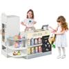 COSTWAY Negozio Alimentare per Bambini, Set di Giocattoli Supermercato in Legno con Cassa, Macchina POS, Distributore Automatico, Lavagna Scrivibile, per Bambini 3 - 8 Anni (Grigio)