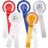 PFIFF 102590 - Fiocchi da torneo con 5 fiocchi colorati, doppia rosetta, con motivo testa di cavallo