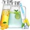 JOLIGAEA 2PCS 2.3L Caraffa in Vetro Borosilicato Trasparente Con Coperchio e Spazzola per Acqua Calda/Fredda, Vino, Caffè, Latte e Succo
