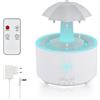 Mapille Umidificatore Pioggia 300ML, Umidificatore Aromi, Diffusore di Oli Essenziali, Umidificatore a Goccia con 7 colori, Umidificatore Camera Letto, Diffusori Ambiente Luce Notturna con Telecomando(Bianco)