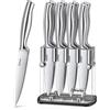 D.Perlla Coltelli Bistecca, Set di Coltelli da Bistecca 9 Ppezzi, Set di Coltelli da Bistecca Affilati con Manico Ergonomico,8 Coltelli da Bistecca Seghettati & Con Portacoltelli in Acrilico