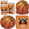 pekifaves Set di stoviglie per feste di basket, compleanno Basketball per 16 ospiti, piatti di carta tovaglioli Bicchieri di Carta, decorazioni per bambini ragazzi, feste sportive
