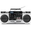 MEDION Registratore a cassette MEDION P66538 (ghetto blaster retrò con lettore CD, anni '80, grande, USB, SD, CD, cassetta MC, antenna telescopica radio DAB+, Bluetooth, piastra per cassette