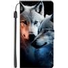 EuoDuo per Alcatel 1SE 2020 Cover in PU Pelle Custodia Libro Portafoglio Magnetica Antiurto Completa Protettiva Flip Caso Wallet Case con Disegni Due lupi bianchi