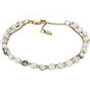 Fossil Bracciale da donna con perline semi preziose e chiusura a moschettone, Bianco e verde