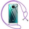 Pnakqil Cover per Xiaomi Redmi Note 9 Pro/9 Pro Max/9S 4G con Cordino, Trasparente Custodia con Laccio Tracolla Cellulare Girocollo Collana Protettiva per Redmi Note 9 Pro 6.67 Pollic, Viola 01