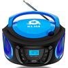 KLIM Boombox - Radio Stereo Portatile FM, lettore cd, Bluetooth, MP3, USB, AUX + Batterie ricaricabili incluse + Connessione AUX e Wireless + Compatto e robusto + NOVITÀ + Blue
