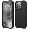 elago Cover Silicone Liquido Compatibile con iPhone 15 Pro Case, Custodia Silicone Premium, Protezione Completa [Struttura Antiurto a 4 Strati], Fodera in Morbida Microfibra Antigraffio (Nero)