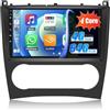 CAMECHO 4G+64G CAMECHO Android 13 Autoradio per Mercedes Benz Classe C W203 W209 C180 C200 (2005-2009) con Navi Carplay Android Auto, Doppio Din con Schermo da 9 Pollici Bluetooth 5.0 RDS/FM MirrorLink