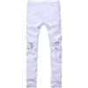 Huixin Jeans da Uomo Destroy Holes Cher in The Knee Slim Skinny Aderenti Jeans Strappati Elasticizzati Stretch Vintage Denim Pants Pantaloni Casual (Color : Bianca, Size : 31(Waist78CM))