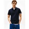Tommy Hilfiger per uomo. MW0MW38458 Polo slim fit con profili blu navy distintivi [3216263], Casual, Cotone, Manica corta