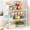 devesanter Organizer da cucina espandibile, 2 pezzi, impilabile, da cucina, da lavoro, da cucina, da bagno, da tavolo, da credenza (bianco)