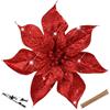 Oairse Set di 8 fiori di Natale con glitter artificiali, stelle di Natale con clip per decorazioni fai da te, fiori artificiali per feste, centrotavola, ornamenti di Capodanno, rosso