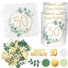 Luckeey 20 Tovaglioli + 12 Lanterne Portacandela + 100 Coriandoli - Decorazione 50° Compleanno Verde per Donna e Uomo - Happy Birthday Tavolo