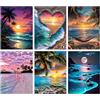 Hoqque Diamond Painting Kit Completo Pittura Diamante Paesaggi 6 Pezzi Hobby Creativi Adulti Bambina Quadri con Perline 5d Diy Accessori Disegni Bambini Regalo Parete Camera Casa Soggiorno Decorazioni