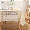 REJOON Tovaglia di Pizzo all'Uncinetto Fatta a Mano a Maglia Cava Copritavolo Rettangolare Antipolvere for Buffet Festa di Nozze Proteggi Tavolo-Bianca-140X140cm ( Color : Beige , Size : 140X220cm(55X86in) )
