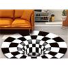Stillshine. Tappeto 3D Illusione Vortice Ottico Trappola Rotonda Tappeti Trippy Buco Nero Visione Stereo Zebra Tappeti Bianchi e Neri Lavabili Antiscivolo Visiva Area Camera da Letto (Bianco 4,100 cm)