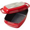 STONELINE Casseruola XXL 43x26 cm, Rostiera con Coperchio in Alluminio Pressofuso a Induzione, Coperchio utilizzabile come Stampo, Rivestimento Antiaderente con Vere Particelle di Pietra, Rosso
