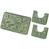 emmevi Tappeto Bagno Damascato Parure Set 3 Pezzi Morbido Soffice Assorbente Antiscivolo Lavabile Verde