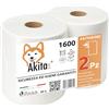 AKITAInk 2 Rotoli Carta Asciugatutto 1600 Lunga Durata Extra Resistente Bobina carta Asciugatutto 2 veli pura cellulosa Microgoffratura Rotoloni asciugatutto uso alimentare casalingo industriale