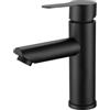 Puasok Rubinetto Bagno Lavabo Nero, Miscelatore Rubinetto Bidet Nero con Acqua Calda e Fredda Disponibile, Miscelatore Bagno Lavabo con due Flessibili per WC(A)