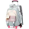 Amythe Zaino Trolley per Bambina -16 Pollici Zaini Scuola Elementare e Media per Ragazza, Zainetto Casual con Ruote per Adolescenti con Ciondolo Carino, Scuola & Viaggio, 6 Ruote, Verde