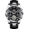 RORIOS Orologio Uomo Automatico Meccanico Orologio con Cinturino in Pelle Orologio Luminoso Pointer Impermeabile Tourbillon Orologio da Polso