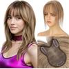 Elailite Hair Topper Donna in Lace 27.5cm 21g Toupee Toupet Silk Base 5 * 11cm con Frangia Capelli Veri Clip 4# Marrone Cioccolato/#27 Biondo Scuro