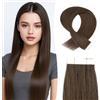 MY-LADY Extension Capelli Veri Biadesivo 10pezzi 45 cm 15g Marrone scuro Extension Adesive Capelli Veri Invisibile Lunghi Lisci 100% Remy Human Hair Extension Naturali (18Inch, #02)
