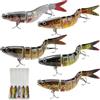 GlasFlength 5 Pezzi Esche da Pesca, Artificiali Esca Artificiale Spinning Mare Multi Segmento Artificiali Spinning Mare Spigola per Acqua Dolce Acqua Salata Luccio Spigola Trota 19g/13,3cm
