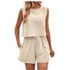 Generic Completo da jogging da donna Set estivo in due pezzi per il tempo libero, canotta sportiva e pantaloncini, completo di pantaloni, completo sportivo corto per il tempo libero Gonne A Pantalone
