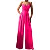 Generic Jumpsuit Donna Elegante Da Sera Jumpsuit Tutina Tute Larghe a Gamba Larga Tuta Lunga Abito Senza Maniche Jumpsuit Retro Pantaloni Larghi Jumpsuit Cocktail Overall Cerimonia Con Maniche Corte