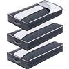 Withosent, 3 cassettiera sotto il letto, 90 l, in tessuto non tessuto, pieghevole, con finestra trasparente per copriletti, vestiti, coperte, cuscini