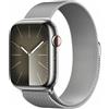 Apple Watch Series 9 (2023) GPS + Cellular 45 mm - Acciaio inossidabile Argento - Loop in maglia milanese Grigio, excellent