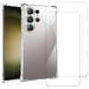 Evetane Cover Galaxy S24 Ultra e 2 schermi di protezione - TPU - Trasparente - refurbished
