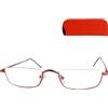 Mini Brille Occhiali da Lettura Mezza Montatura Rettangolari in Acciaio, (Rosso) con Cerniere a Molla, Custodia in Omaggio, Occhiali Donna e Uomo +1.0 Diottrie