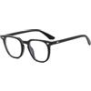 LJCZKA Occhiali Anti Luce Blu Clear Lens Retro Rotondo Blue Light Blocking Glasses Occhiali Antiaffaticamento Antiriflesso Per UV PC Gaming Computer Uomo Donna (Nero Brillante)