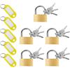 UCEC cinque piccoli serrature di 30mm con serrature per armadietti in rame; — cinque portachiavi giallo con lucchetti