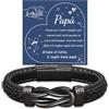 YELUWA Bracciale per Papà, Regalo Papà Bracciale Uomo, Idee Regalo Papà Festa Del Papà Compleanno, Regalo di Compleanno per Papà Creativi Natalizi, Festa del Papà Uomo Bracciale in Pelle 21.5 cm