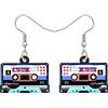 LONYOO Acrilico Nastro a Cassetta Orecchini Dichiarazione Dangle Goccia Gioielli Cuore Vintage Orecchini Regali Donna Ragazze Charms (Nastro a Cassetta Blu)