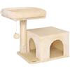 lionto Tiragraffi con Piattaforma, Grotta e Sisal, 50 cm, Beige | Tiragraffi piccolo per gatti con piattaforme, colonne in sisal ed elementi gioco per arrampicarsi, giocare e curare le unghie